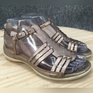 Ecco Huarache Gladiator T-Strap Metallic Leather Sandals Women's 39